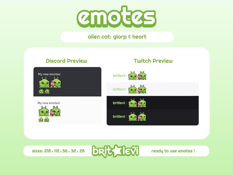 Alien Cat Glorp-emotes: Twitch & Discord-emotes (digitale download) afbeelding 2