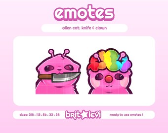 Pink Alien Cat Glorp Knife and Clown Emotes: Twitch & Discord Emotes (Digital Download)