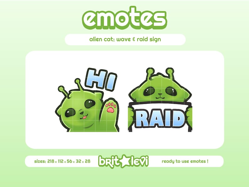 Alien Cat Glorp Emotes / Wave Hello and Raid: Twitch & Discord Emotes ...