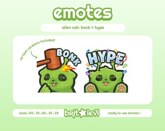 Alien Cat Glorp-emotes / Bonk and Hype: Twitch & Discord-emotes (digitale download)