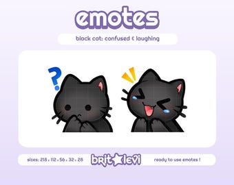 Black Cat Emotes / Confused & Laughing: Twitch and Discord Emotes (Digital Download)