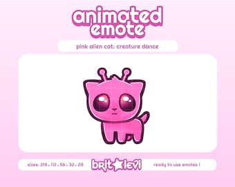 Pink Animated Alien Cat Creature Dance: Twitch & Discord Emotes (Digital Download)