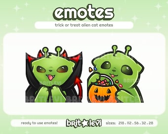 Alien Cat Glorp Trick or Treat Emotes: Twitch & Discord Emotes (Digital Download)