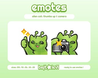 Alien Cat Glorp Emotes / Thumbs Up and Camera: Twitch & Discord Emotes (Digital Download)