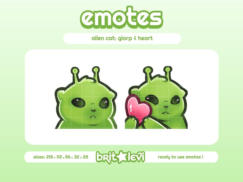 Alien Cat Glorp-emotes: Twitch & Discord-emotes (digitale download) afbeelding 1