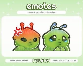 Alien Cat Glorp Sad and Angry Emotes | Twitch Emotes & Discord Emotes | Katze Meme Emote Pack