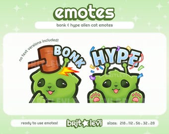 Alien Cat Glorp Bonk und Hype Emotes | Twitch Emotes & Discord Emotes | Katze Meme Emote Pack
