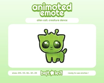 Animated Alien Cat Creature Dance: Twitch & Discord Emotes (Digital Download)