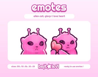 Gestos de gato extraterrestre rosa Glorp: Gestos de Twitch y Discord (Descarga digital)