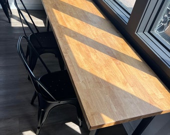 Butcher Block Table With Black Metal U Legs