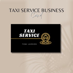 Slanke zwarte en gouden taxiservice visitekaartje sjabloon, professioneel transport contactkaart, bewerkbaar en afdrukbaar, digitale download