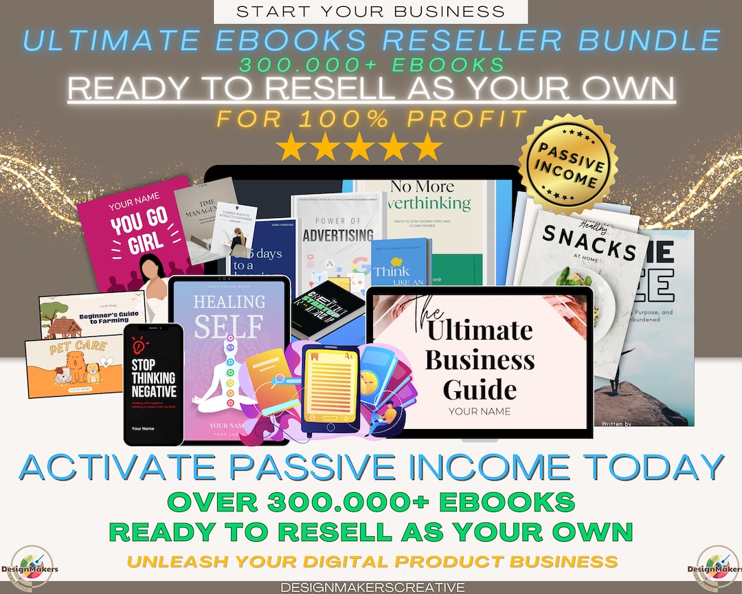 Ebooks Reseller Bundle, Digital Products, Resell for Profit, Passive