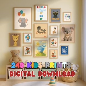 Nursery Prints Mega Bundle | Baby Room Wall Art | Kids Playroom Decor | Animal Posters | Instant Download