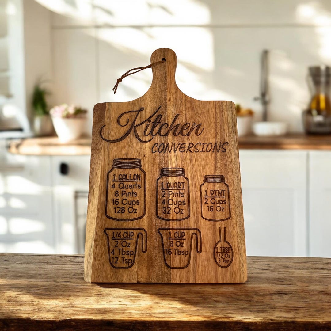 Cooking Conversion Board Kitchen Conversions Cutting Board - Etsy