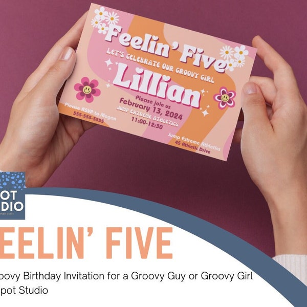 Feelin Five a 5th birthday invitation for a groovy guy or groovy girl!