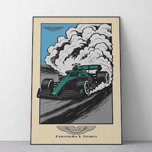 Aston martin F1 Poster | Premium Museum Matte Print | Comic Book Style Wall Art | Formula1 Racing | Lance Stroll Fernando Alonso