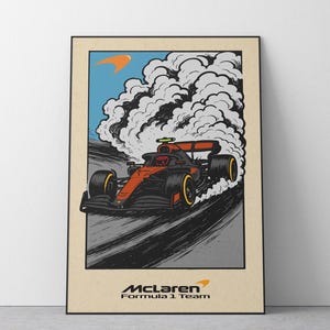 McLaren F1 car Poster | Premium Museum Matte Print | Comic Book Style Wall Art Decor | Formula1 Racing | Lando Norris Oscar Piastri