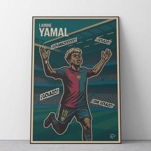 Lamine Yamal Poster | Museum Quality Print | FC Barcelona Wall Art | Barça Fan Gift | Comic Book Style Football Soccer Artwork