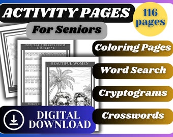 Activiteitenboek jaren 40 voor senioren: puzzels en kleuren (digitale download)