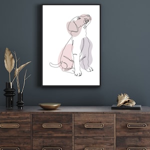 Minimalistischer Hund Linie Kunstdruck | Hundeliebhaber Weihnachtsgeschenk | Größe A1 | Digitaler Download | Weihnachtsgeschenk | Hundeliebhaber Geschenk | Druckbare Kunst