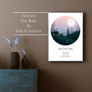 Sternenkarte Geschenk | Erstes Date Andenken | Personalisierte Konstellation Druck | Hochzeitsgeschenk | Jubiläum Sternenkarte | Romantische Date Night Andenken