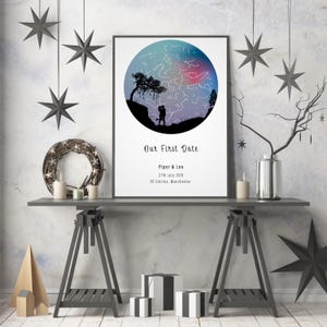 Benutzerdefinierte Sternenkarte | Unser Erstes Date | Erstes Date Geschenk | Personalisierte Sternenkarte | Jubiläumsgeschenk | Benutzerdefinierter Druck | Hochzeitsgeschenk