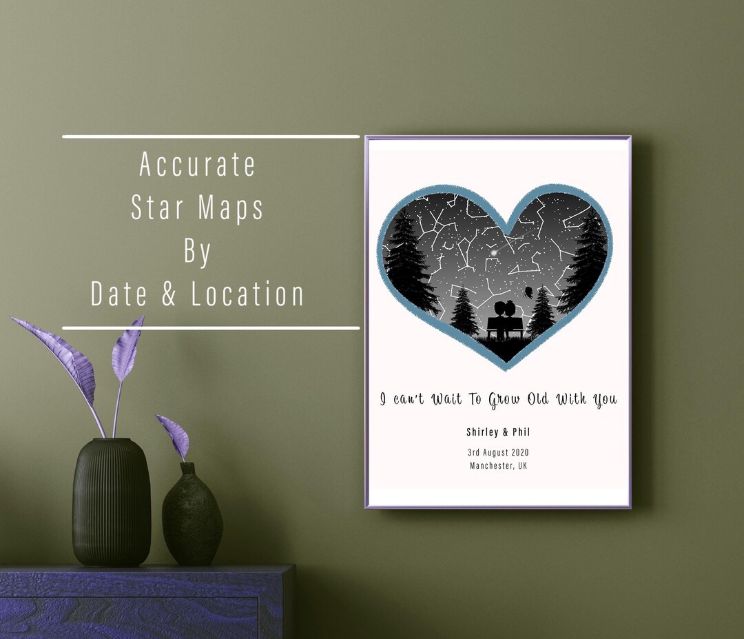 Star Map Print | Personalised Constellation Map | Custom Night Sky ...