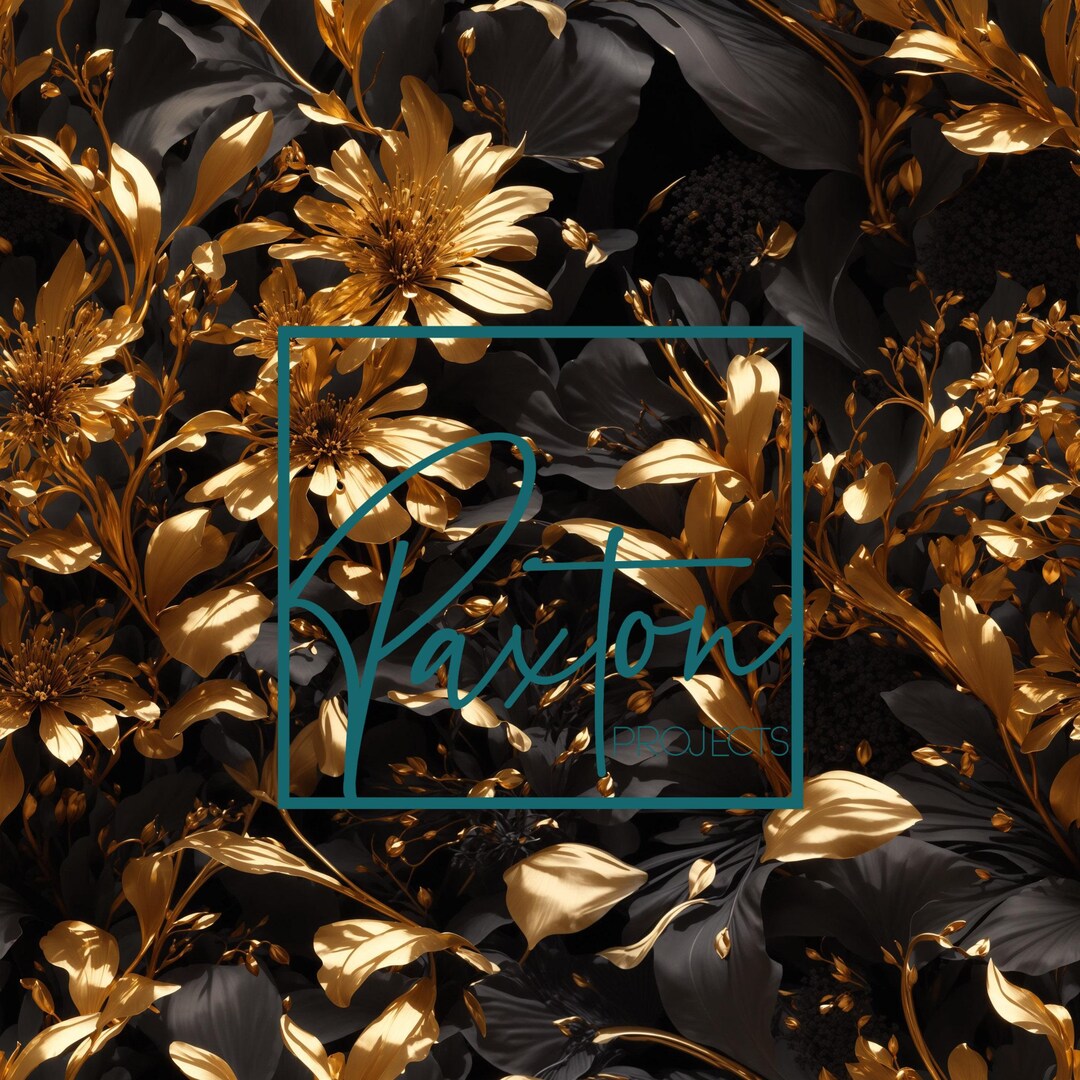 Black and Gold Floral Seamless Pattern - Etsy