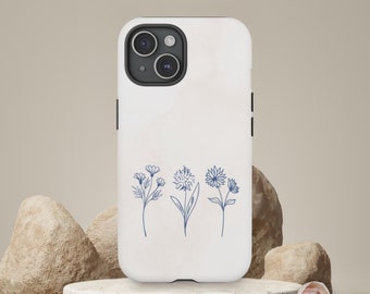 Minimalist Floral Phone Cases Flower Design Flower Phone Cases Floral Line Art Gift for Mom Women Her Phone Cases for iPhone and Samsung
