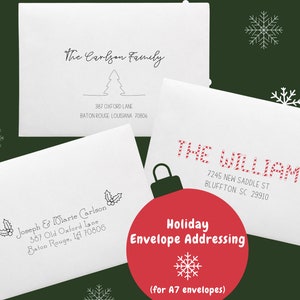 Custom Holiday Envelope Addressing | Hand Addressing | Modern Calligraphy | Hand Lettering | Personalized Script Addressed Envelopes