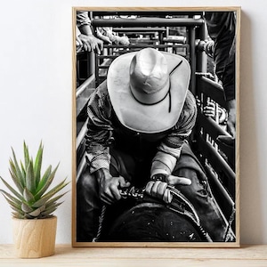 Vintage Cowboy Poster, Black and White, Western Wall Art, Retro Cowboy Print, Wild West Photography, Western Decor