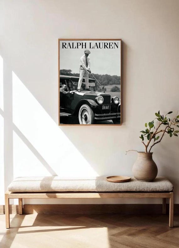 Vintage Ralph Lauren Golf Print, Black and White Photo (digital