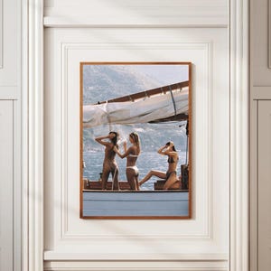 Women on Yacht Print, Luxury Yacht Poster, Old Money Aesthetic, Boat Print, Sailing Poster, Luxury Fashion Print