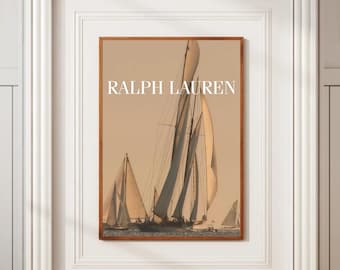 Ralph Lauren-zeilbootafdruk, vintage jachtposter (digitale download)