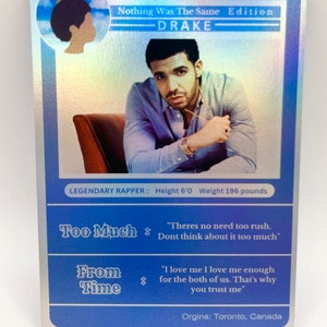 Drake (niemals gleich) holografische zweiseitige Sammelkarte mit hochwertiger Schutzhülle