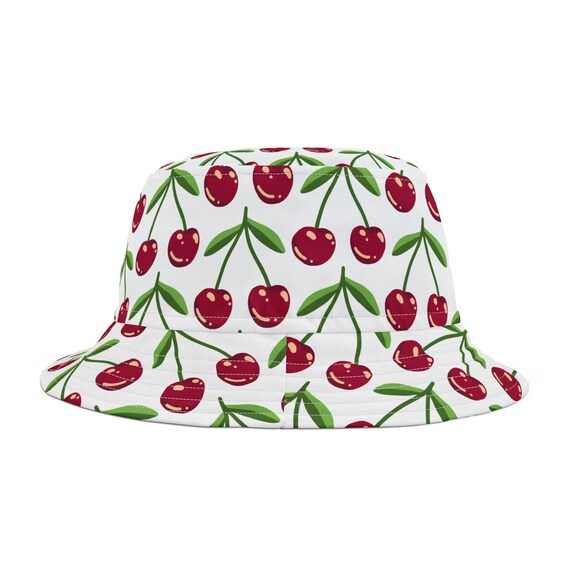 Cherry Print Bucket Hat: Summer Fashion Sun Hat - Etsy display picture 2