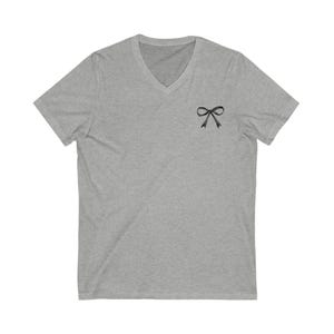 Black Bow V-Neck Tee: Unisex Cotton T-Shirt image 5