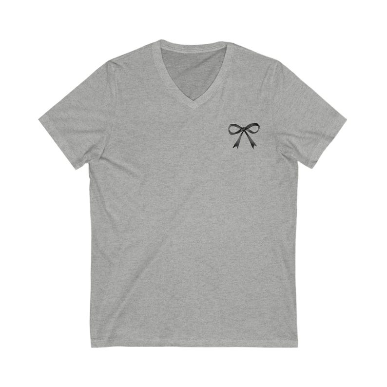 Black Bow V-Neck Tee: Unisex Cotton T-Shirt image 5
