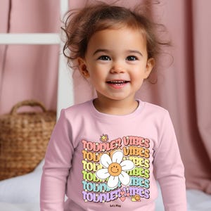 Cute Toddler Vibes Retro Tee, Kids Shirt, Toddler Top, Vintage Toddler Long Sleeve, Child&#39;s Clothing, Children&#39;s Fashion