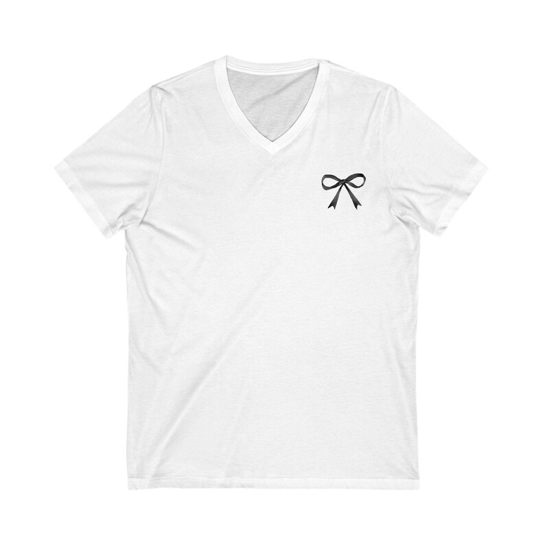 Black Bow V-Neck Tee: Unisex Cotton T-Shirt image 4