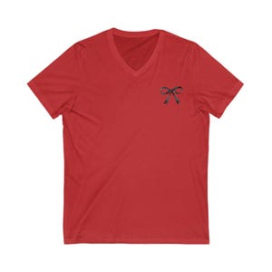 Black Bow V-Neck Tee: Unisex Cotton T-Shirt image 6