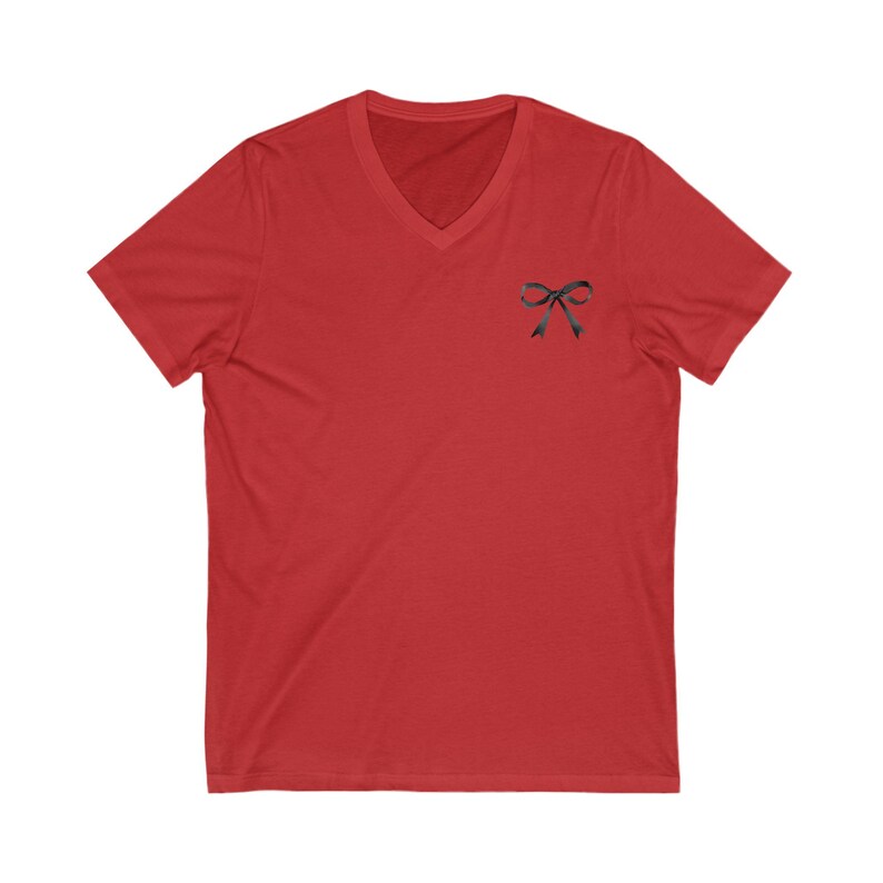 Black Bow V-Neck Tee: Unisex Cotton T-Shirt image 6