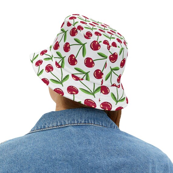 Cherry Print Bucket Hat: Summer Fashion Sun Hat - Etsy display picture 3