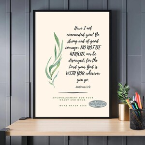 Joshua 1:9 Encouragement Card, Printable Bible Verse Encouragement Card, 5x7 Scripture Gift, Christian Digital Download