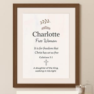 Arte de pared imprimible con el significado del nombre Charlotte, letrero con el nombre cristiano de niña, decoración para habitación infantil con versículos bíblicos, regalo religioso para ella, descarga digital