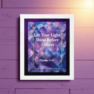 Deja que tu luz brille ante los demás, impresión de las Escrituras de Mateo 5:16, decoración cristiana para el hogar, regalo con versículo bíblico enmarcado, ideal para estilos modernos y bohemios.