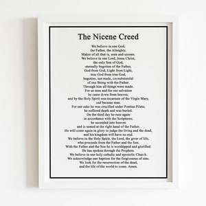 The Nicene Creed Print Wall Art Decor Print Poster of Famous ...