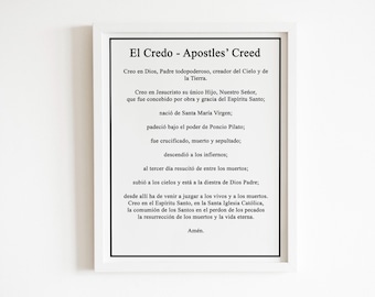 El Credo - Apostles’ Creed | Print Wall Art Decor Print Poster Of Famous Motivational Inspirational Christian Prayer Quote. UNFRAMED.