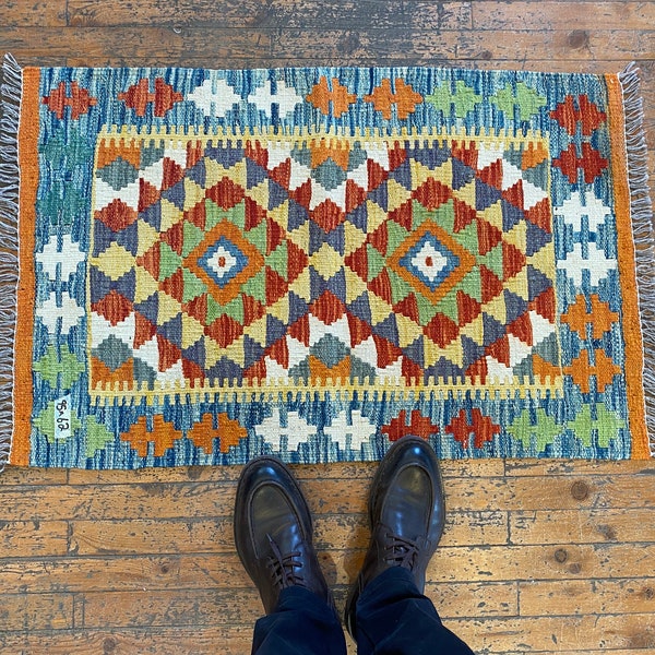 Small Wool Doormat Rug,Small Oriental Rug,Mini Turkish Vintage Rug,Entrway Small Rug Kilim,Bohemian Decorative Kilim,Small Handmade Area Rug