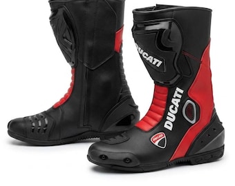 Ducati Motorcycle Racing Leather Boots-Cowhide Leather And Certified Protectors-Free Shipping
